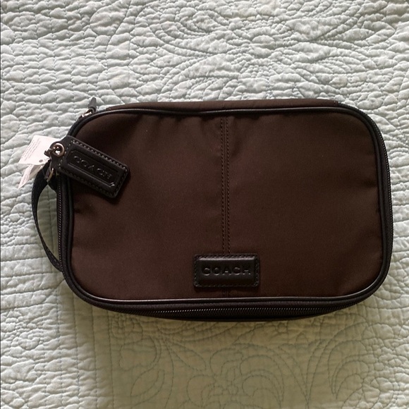 Coach Brown Toiletry Bag Compact Travel Essential - Picture 1 of 5
